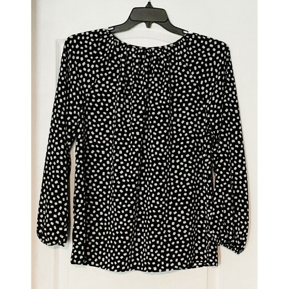 Counterparts Women's Tie Neck Long Sleeve Printed Chiffon Mesh Top Size L - Picture 5 of 9